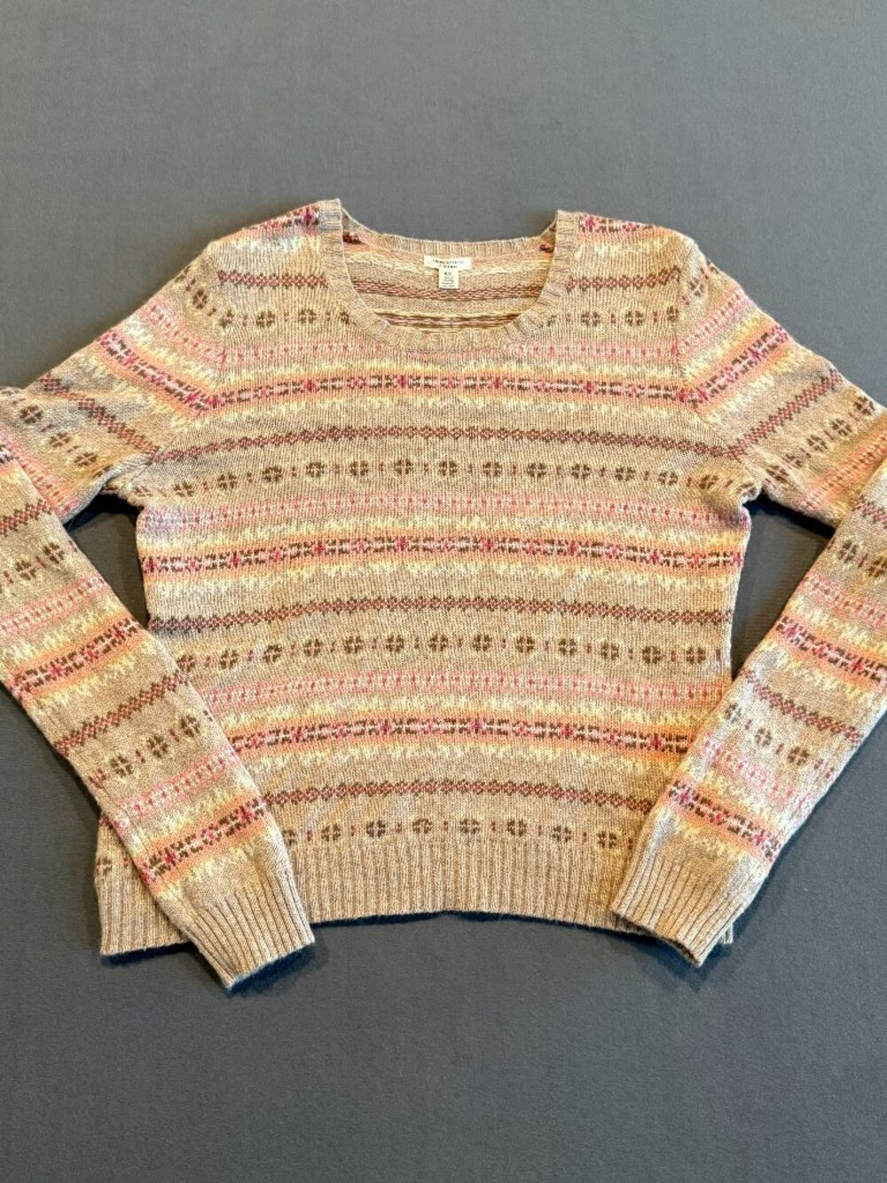 American Eagle Women’s XL Fair Isle Angora Wool Cashmere Sweater Y2K